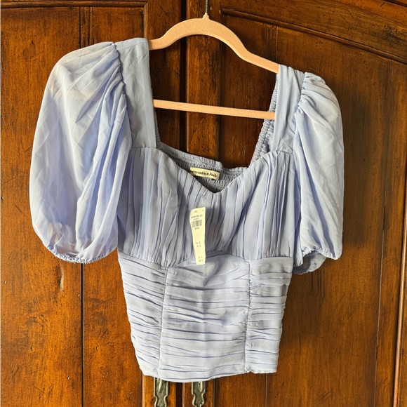 Abercrombie & Fitch NWT | Purple Puff Sleeve Crop Top | M - Picture 2 of 4